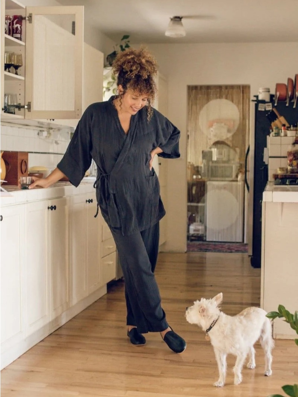 Oddbird Company
XL Kardes loungewear wide-leg gauze pant in charcoal